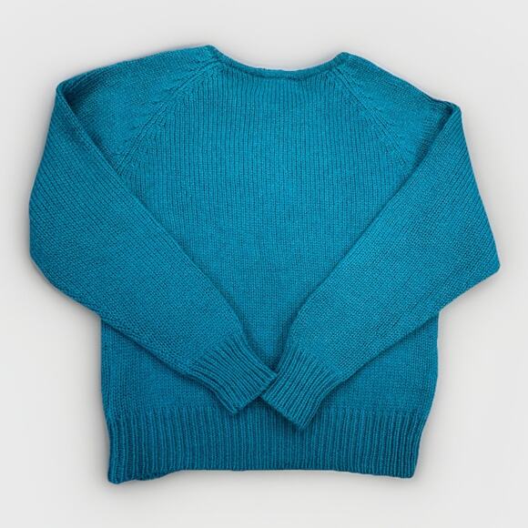 Vintage L.L. Bean Women’s Pullover Sweater Medium 100% Wool Teal Hong Kong - Picture 2 of 7